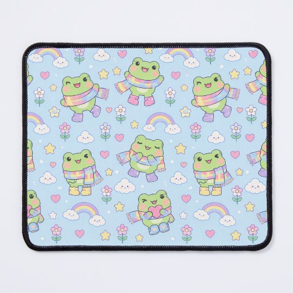 Item preview, Kawaii Frog Rainbow Scarf Pattern designed and sold by Soft Berry Studio.