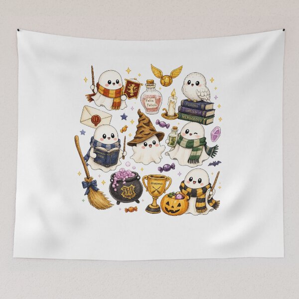 Item preview, Cute Wizard Ghosts Magical Potion Halloween Graphic designed and sold by SpaceRadioer.