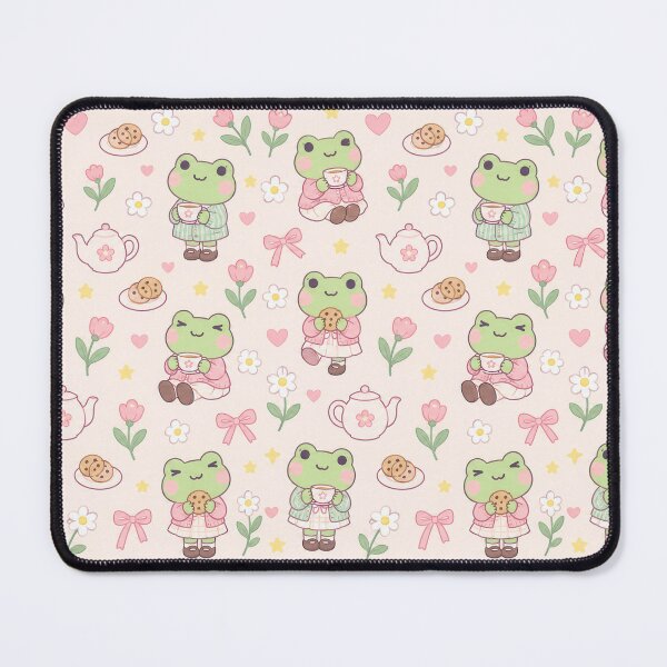 Item preview, Kawaii Frog Cozy Tea Party Pattern designed and sold by Soft Berry Studio.