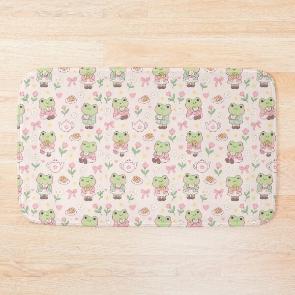 Item preview, Kawaii Frog Cozy Tea Party Pattern designed and sold by Soft Berry Studio.