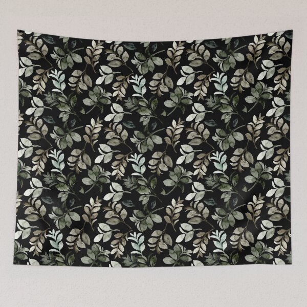 Item preview, Dark Moody Watercolor Botanical Leaf Seamless Pattern  designed and sold by ​Jyoti Digital Artist.
