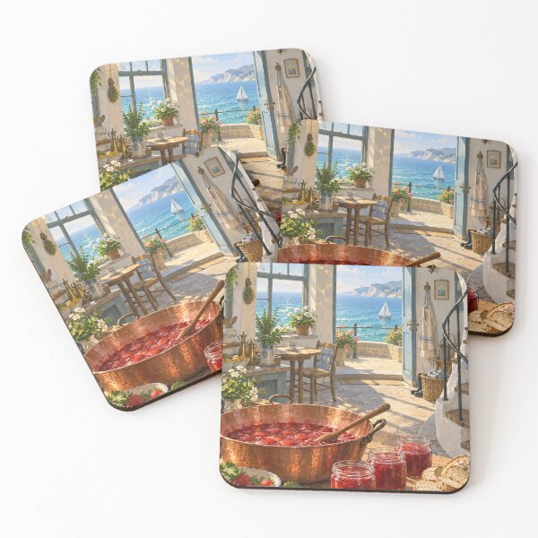 Item preview, Seaside Cottage Kitchen – Strawberry Jam and Ocean View designed and sold by DreamCraze.