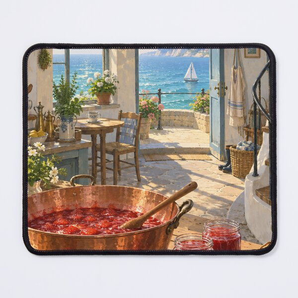 Item preview, Seaside Cottage Kitchen – Strawberry Jam and Ocean View designed and sold by DreamCraze.
