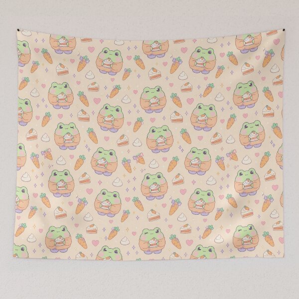 Item preview, Cute Kawaii Frog Carrot Cake Pastel Pattern designed and sold by Soft Berry Studio.