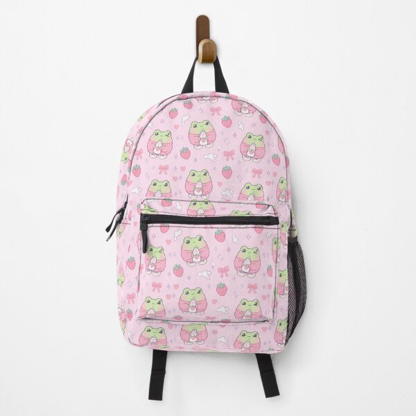 Item preview, Cute Kawaii Frog Strawberry Milk Pink Pastel Pattern designed and sold by Soft Berry Studio.