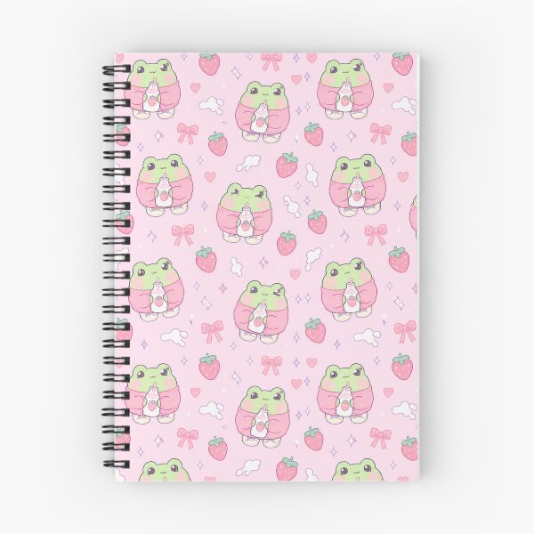 Item preview, Cute Kawaii Frog Strawberry Milk Pink Pastel Pattern designed and sold by Soft Berry Studio.