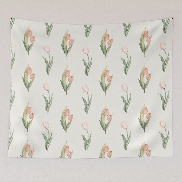 Item preview, Watercolor Tulip Pattern | Peach Pink Romantic Seamless Spring Botanical designed and sold by Dino-Lune.