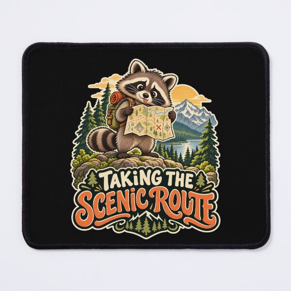 Item preview, Taking the Scenic Route — Raccoon Hiker designed and sold by Good Mood Foundry.