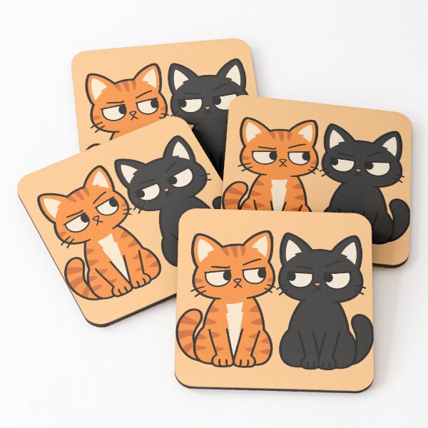 Item preview, Grumpy Orange and Black Cat Duo Cute Cartoon designed and sold by MewMade.