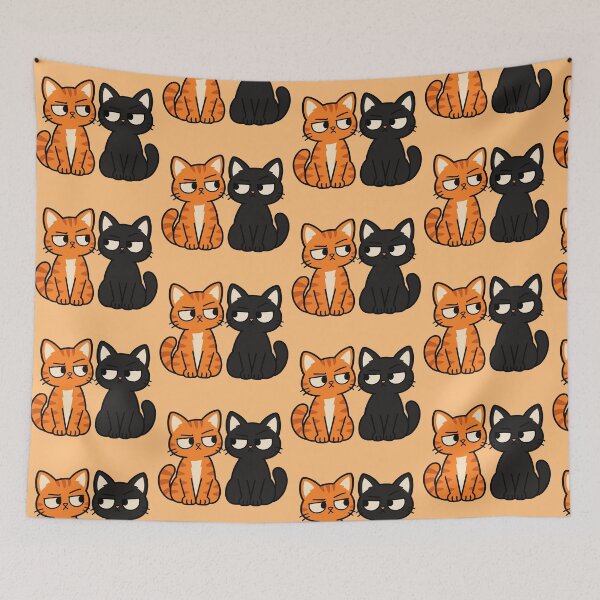 Item preview, Grumpy Orange and Black Cat Duo Cute Cartoon designed and sold by MewMade.