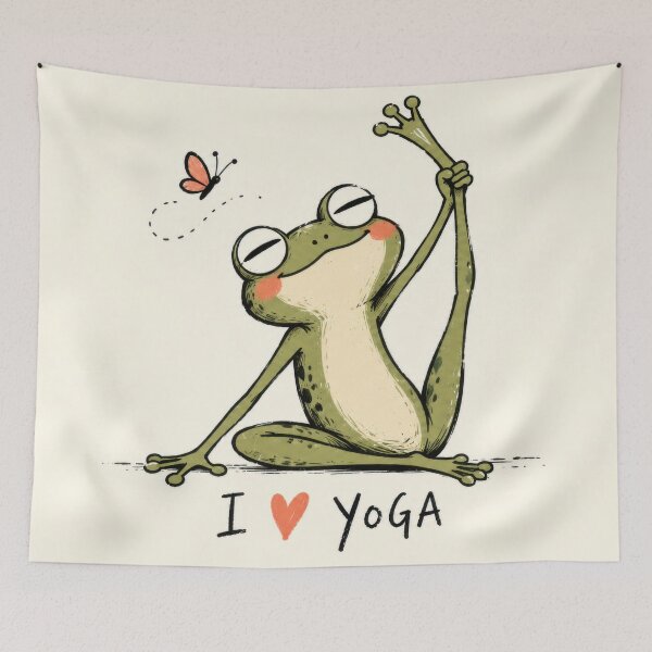 Item preview, Frog doing yoga with a butterfly designed and sold by anytka.