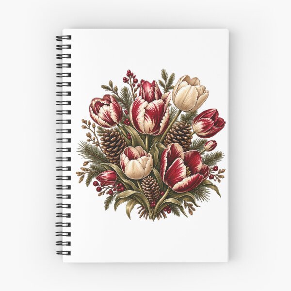 Item preview, Tulip Winter Floral Bouquet | Burgundy Christmas Flowers | Evergreen Holiday Botanical designed and sold by Rtcraftani.
