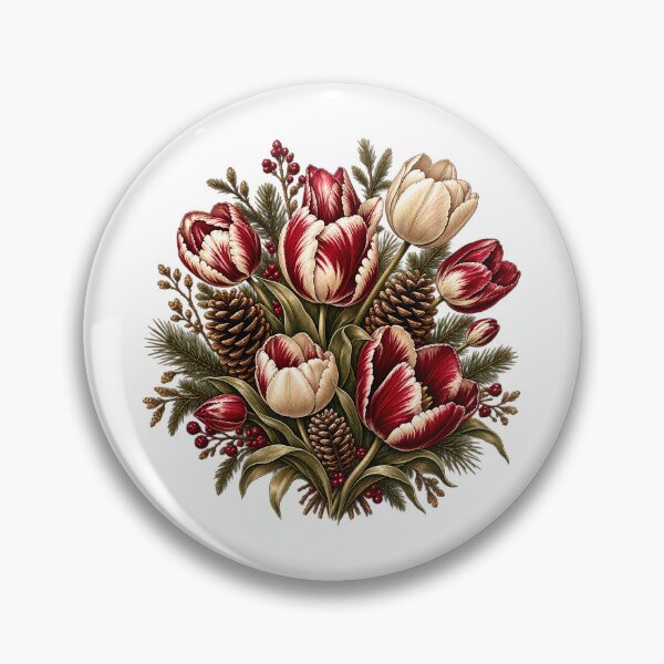Item preview, Tulip Winter Floral Bouquet | Burgundy Christmas Flowers | Evergreen Holiday Botanical designed and sold by Rtcraftani.
