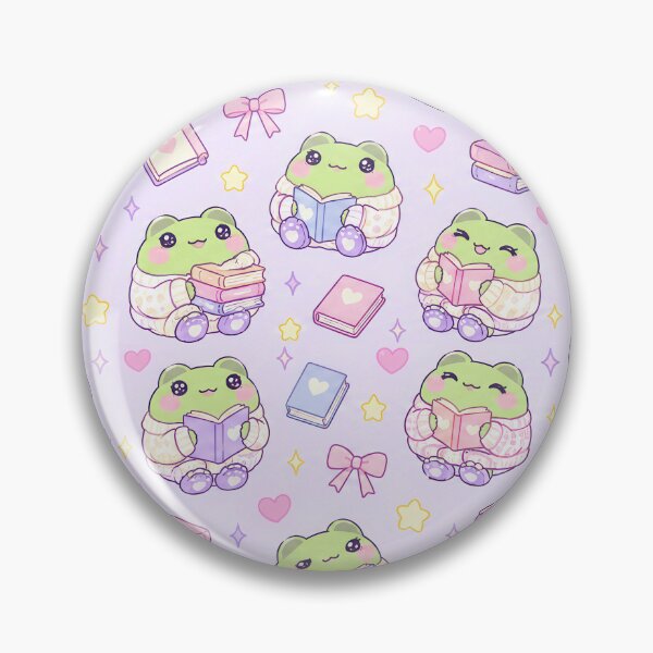 Item preview, Cute Kawaii Frog Reading Books Cozy Pastel Pattern designed and sold by Soft Berry Studio.