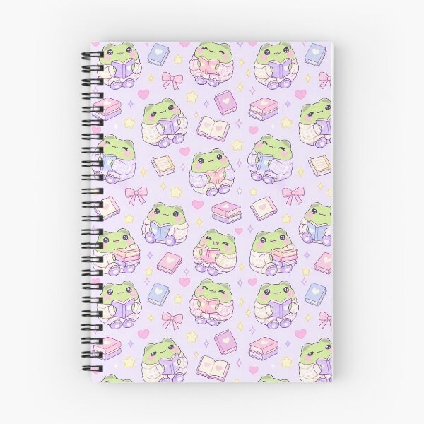 Item preview, Cute Kawaii Frog Reading Books Cozy Pastel Pattern designed and sold by Soft Berry Studio.