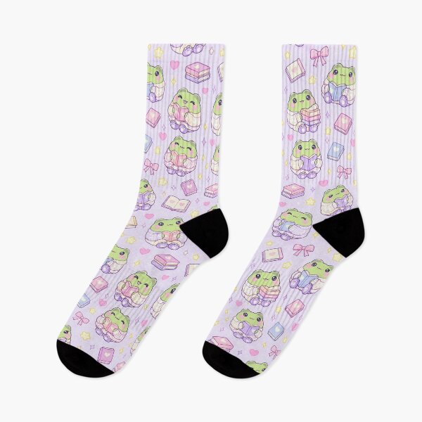 Item preview, Cute Kawaii Frog Reading Books Cozy Pastel Pattern designed and sold by Soft Berry Studio.