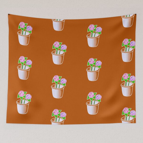 Item preview, Roses in a Vase - White Outline, Burnt Orange BG designed and sold by lavenderXblue.