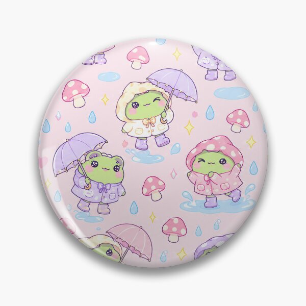 Item preview, Cute Kawaii Frog Mushroom Raincoat Pastel Pattern designed and sold by Soft Berry Studio.