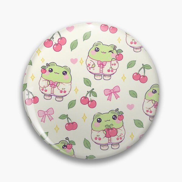 Item preview, Cute Kawaii Frog Cherry Cardigan Pink Pastel Pattern designed and sold by Soft Berry Studio.