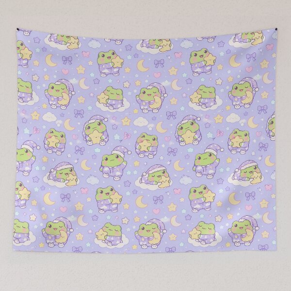 Item preview, Cute Kawaii Frog Moon Pajamas Pastel Pattern designed and sold by Soft Berry Studio.