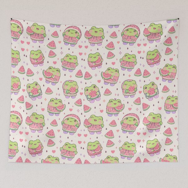 Item preview, Cute Kawaii Frog Watermelon Hoodie Pastel Pattern designed and sold by Soft Berry Studio.