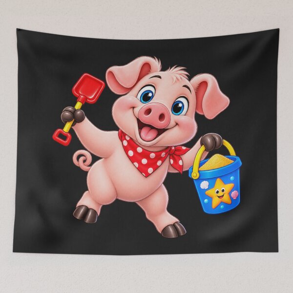 Item preview, Cute Piglet Beach Day – Pig with Bucket and Spade designed and sold by JamesDunican.