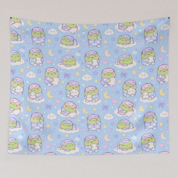 Item preview, Cute Kawaii Frog Sleep Mask Cozy Pastel Pattern designed and sold by Soft Berry Studio.