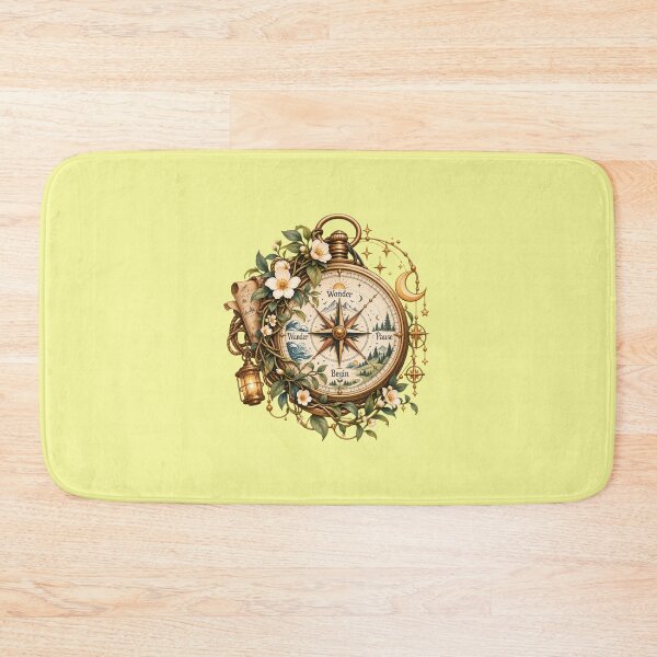 Item preview, Wonder Wander Pause Begin - Vintage Compass Map & Lantern Nature Graphic designed and sold by Ozyven-Creation.