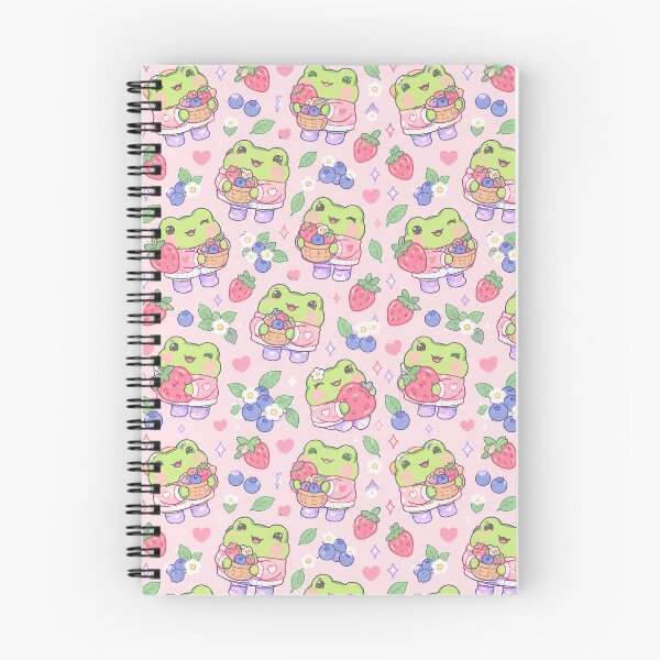 Item preview, Cute Kawaii Frog Strawberry Blueberry Basket Pattern designed and sold by Soft Berry Studio.