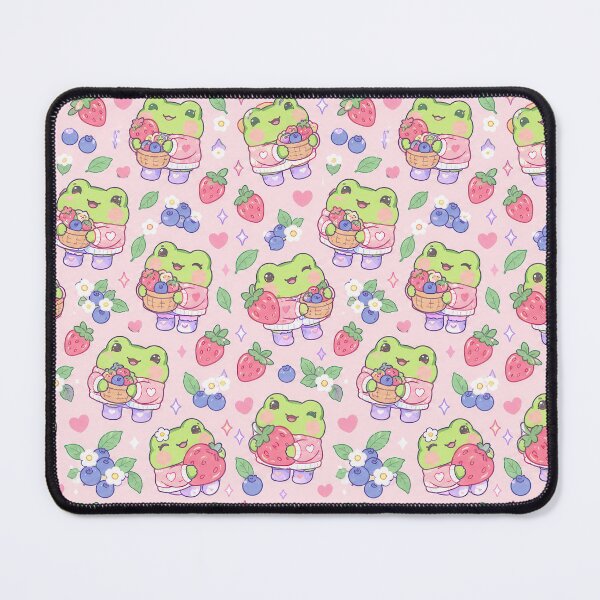 Item preview, Cute Kawaii Frog Strawberry Blueberry Basket Pattern designed and sold by Soft Berry Studio.