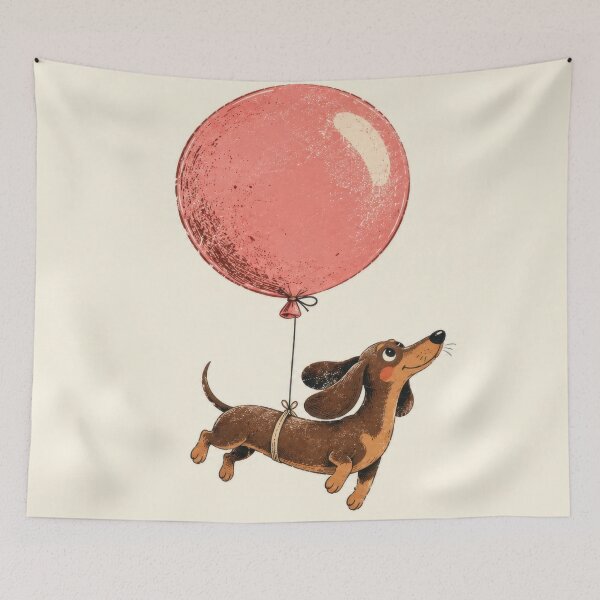 Item preview, Dog floats with balloon in the air designed and sold by anytka.