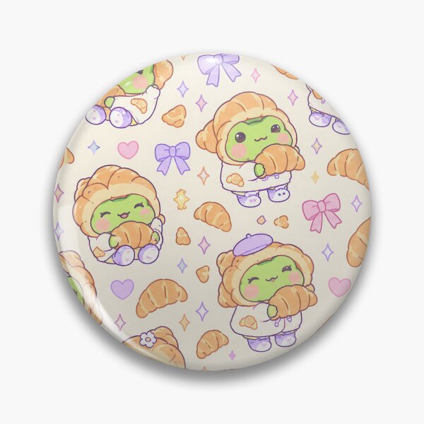 Item preview, Cute Kawaii Frog Croissant Hoodie Cozy Pastel Pattern designed and sold by Soft Berry Studio.