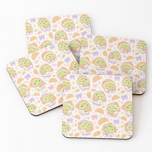 Item preview, Cute Kawaii Frog Croissant Hoodie Cozy Pastel Pattern designed and sold by Soft Berry Studio.