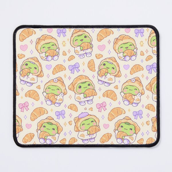 Item preview, Cute Kawaii Frog Croissant Hoodie Cozy Pastel Pattern designed and sold by Soft Berry Studio.