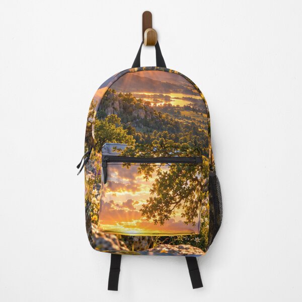 Item preview, Golden Valley Sunset Mountain Lake Oak Tree Landscape Wall Art designed and sold by IRON SIREN.