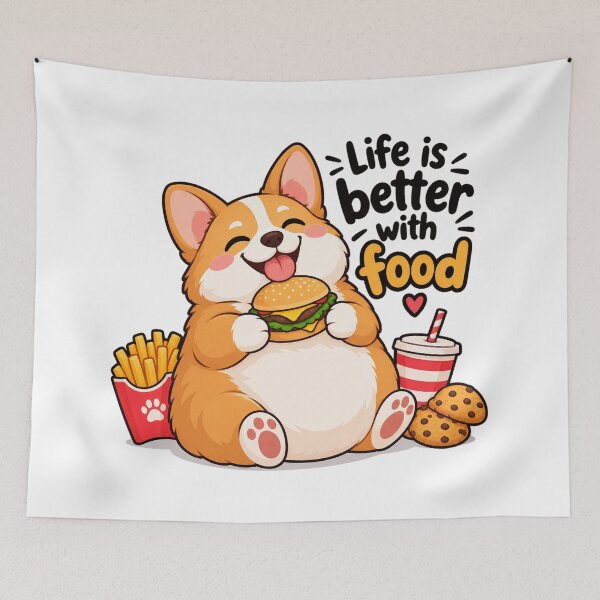 Item preview, Kawaii Foodie Corgi Dog Junk Food Feast designed and sold by JrNergal.