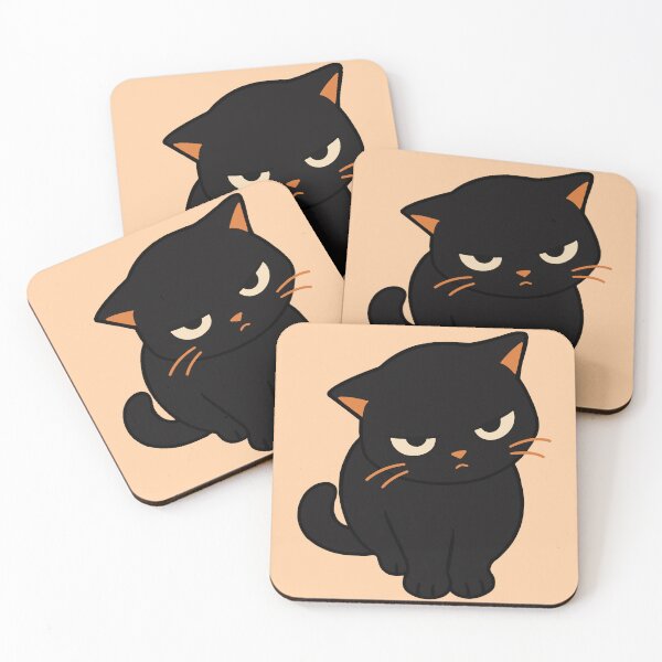 Item preview, Grumpy Black Cat Funny Angry Face Cartoon designed and sold by MewMade.