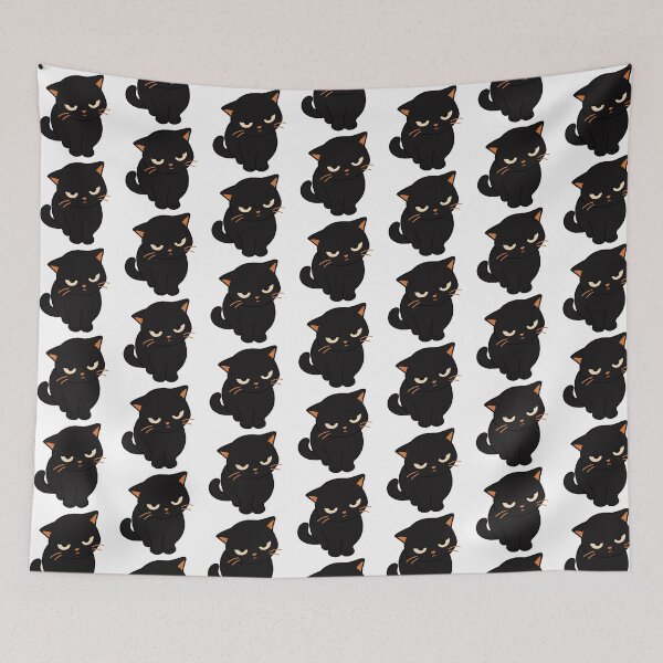 Item preview, Grumpy Black Cat Funny Angry Face Cartoon designed and sold by MewMade.