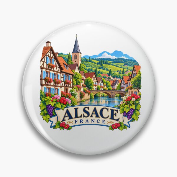 Item preview, Alsace, France - Village and Vineyard Art designed and sold by Myra365Art.