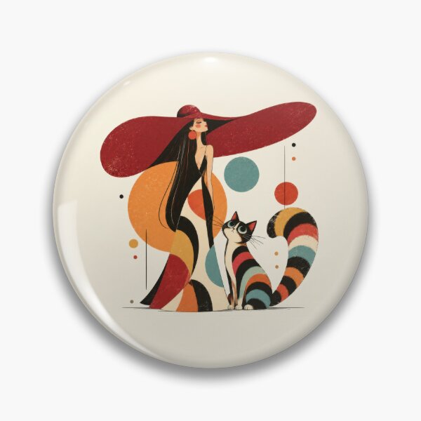 Item preview, Woman in large hat with colorful cat designed and sold by anytka.