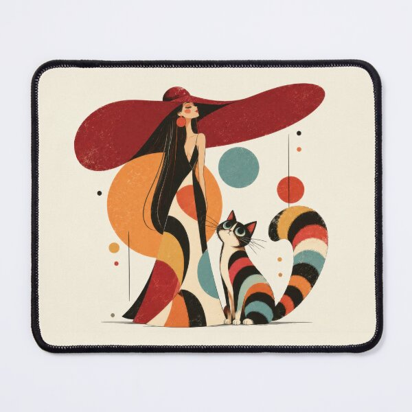 Item preview, Woman in large hat with colorful cat designed and sold by anytka.