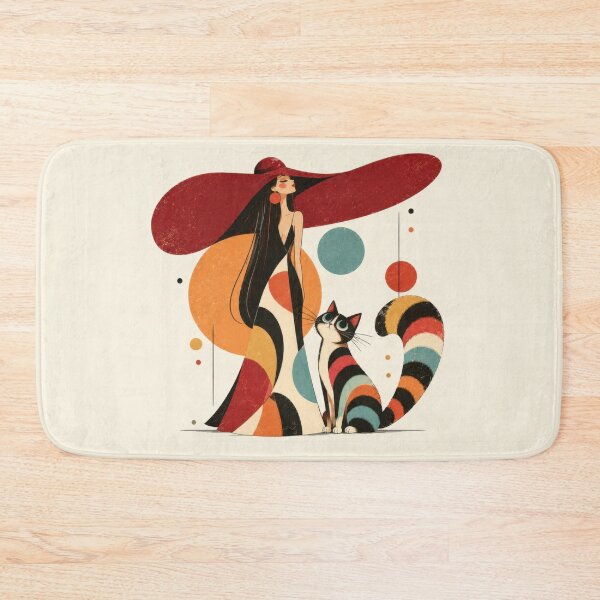 Item preview, Woman in large hat with colorful cat designed and sold by anytka.
