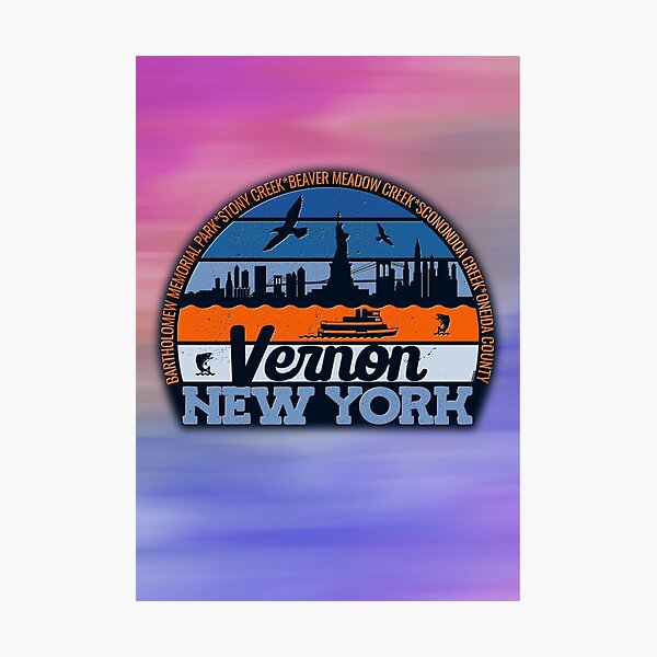 Item preview, Vernon New York Sunset Retro Vintage Local Pride Logo designed and sold by CRHPOD20.