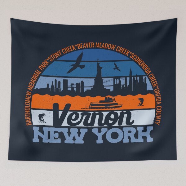 Item preview, Vernon New York Sunset Retro Vintage Local Pride Logo designed and sold by CRHPOD20.