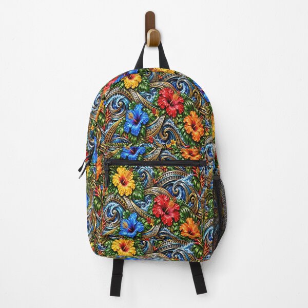 Item preview, Polynesian Tropical Hibiscus & Ocean Waves – Colorful Island Pattern designed and sold by artistwill.