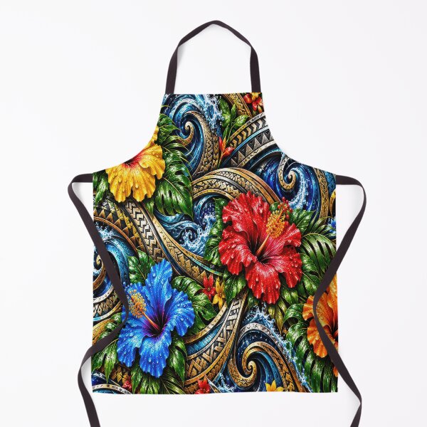 Item preview, Polynesian Tropical Hibiscus & Ocean Waves – Colorful Island Pattern designed and sold by artistwill.