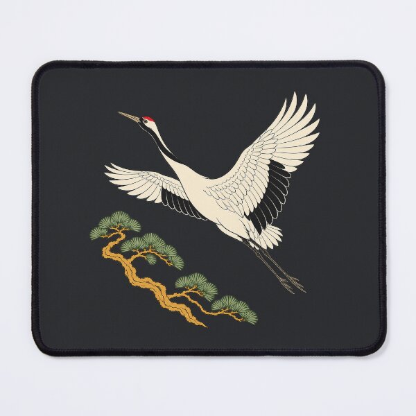 Item preview, Japanese Crane in Flight – Pine Tree Bird Art designed and sold by DreamCraze.
