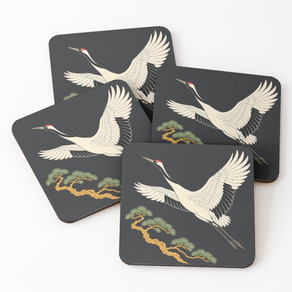 Item preview, Japanese Crane in Flight – Pine Tree Bird Art designed and sold by DreamCraze.