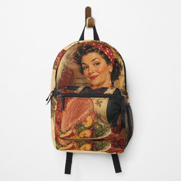 Item preview, Vintage Housewife with Juicy Roast Pork Feast Kitchen designed and sold by Mauswohn.