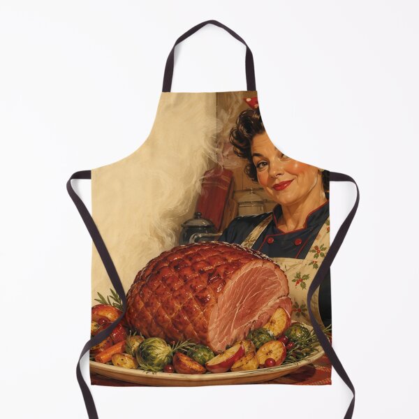 Item preview, Vintage Housewife with Juicy Roast Pork Feast Kitchen designed and sold by Mauswohn.